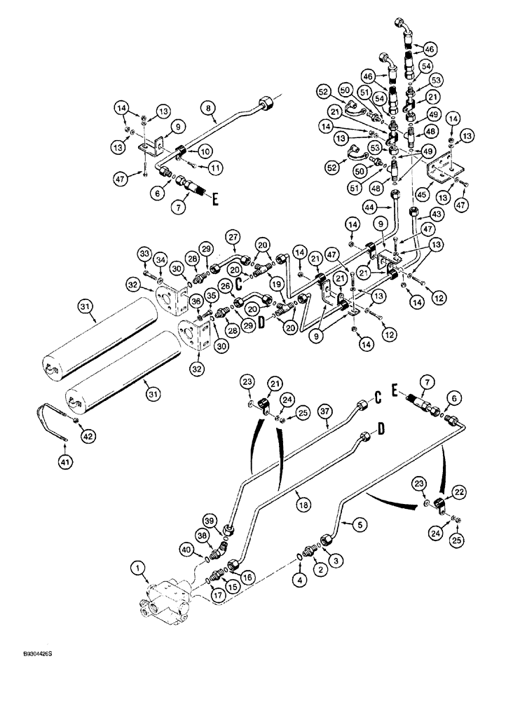Схема запчастей Case 921 - (7-010) - MAIN BRAKE HYDRAULIC CIRCUIT, ACCUMULATOR VALVE TO TEE AND COOLER BYPASS VALVE (07) - BRAKES