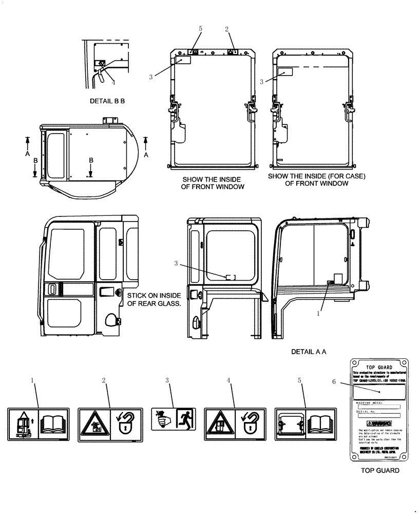 Схема запчастей Case CX27B - (965-18[1]) - DECALS - CANOPY (CAB) (90) - PLATFORM, CAB, BODYWORK AND DECALS
