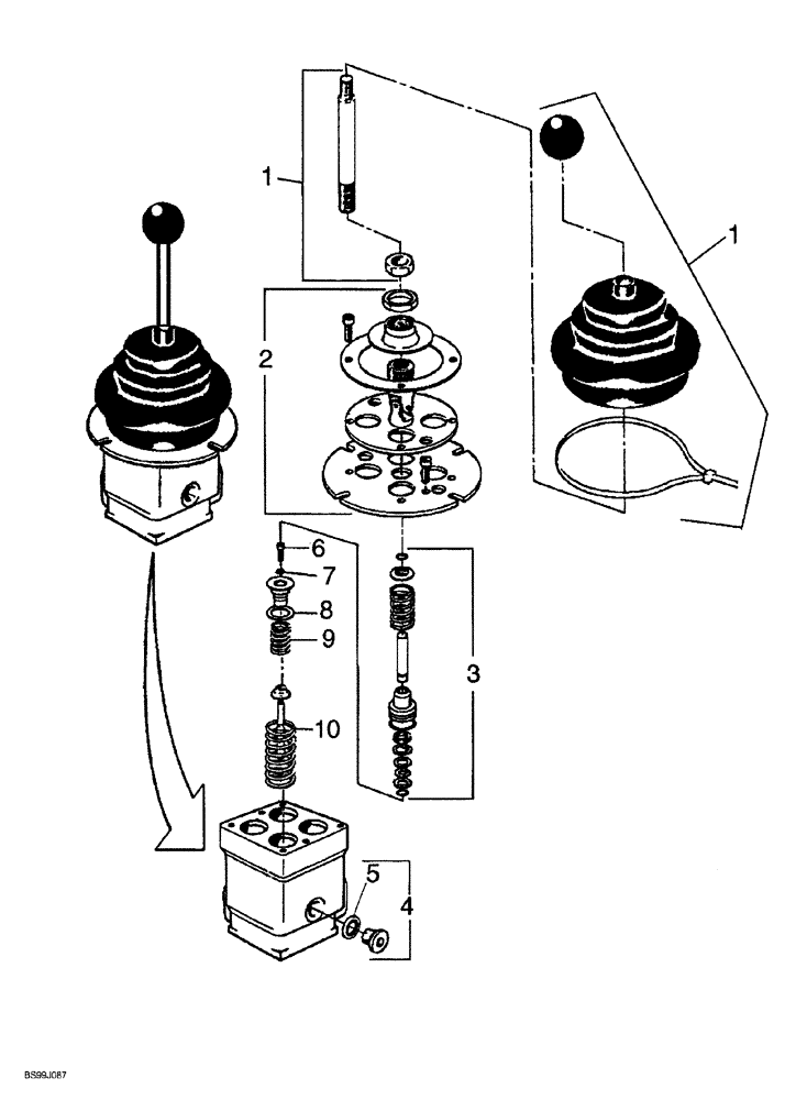 Схема запчастей Case 689G - (08-54) - JOYSTICK CONTROL VALVE - BOOM (08) - HYDRAULICS