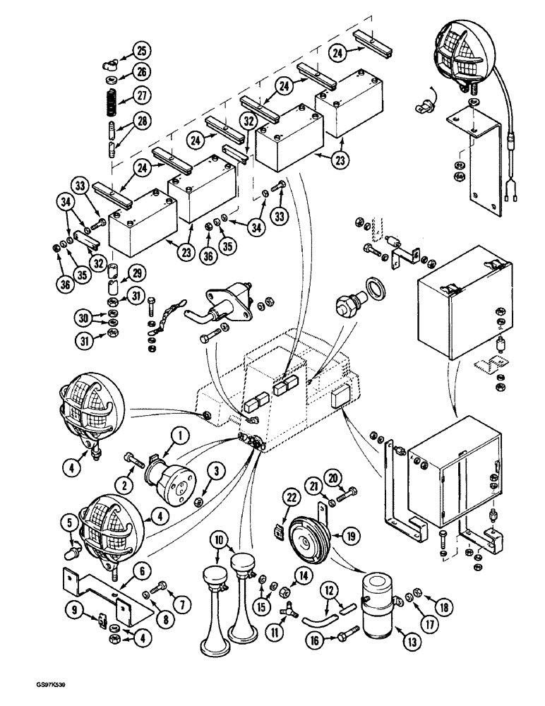 Схема запчастей Case 220B - (4-50) - TURNTABLE ELECTRICAL COMPONENTS, P.I.N. 74441 THROUGH 74597, P.I.N. 03201 AND AFTER (04) - ELECTRICAL SYSTEMS