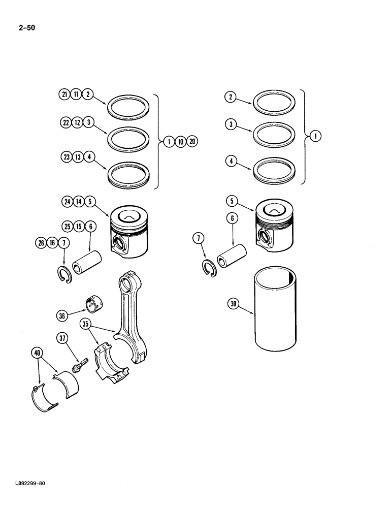 Схема запчастей Case 688 - (2-50) - PISTONS, 4T-390 ENGINE (02) - ENGINE
