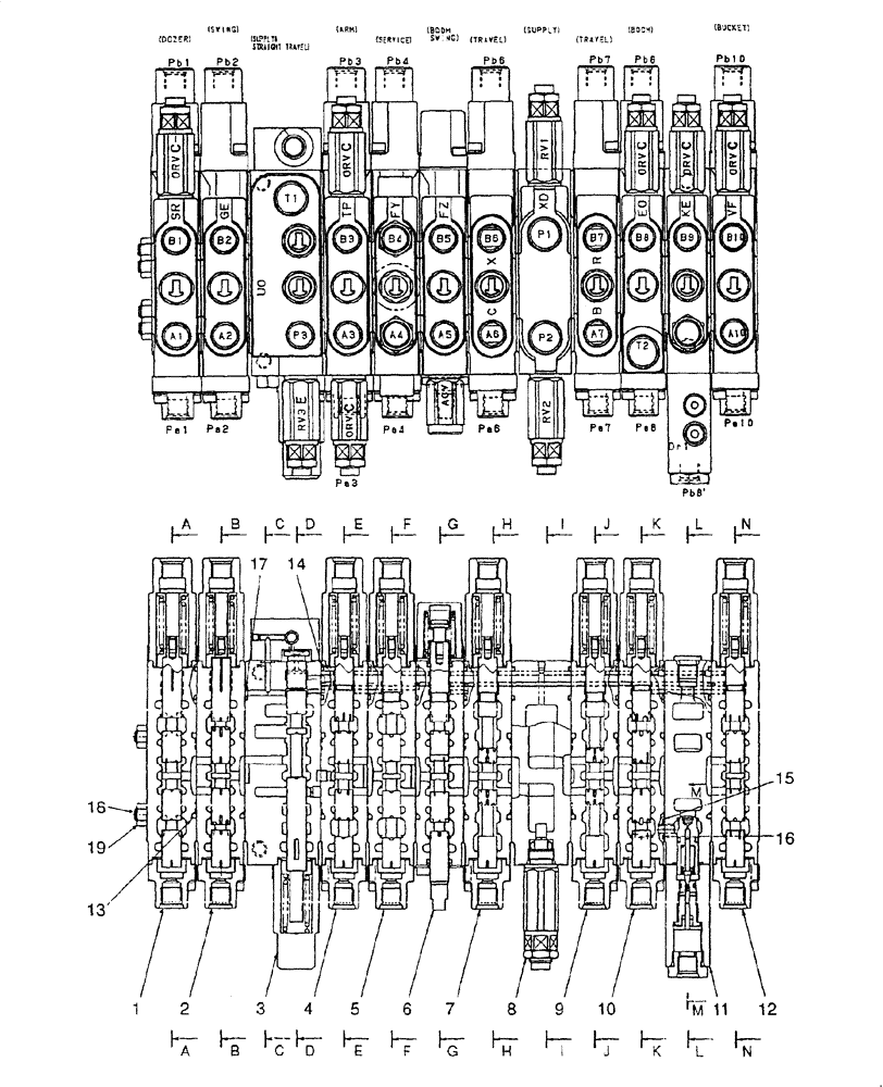 Схема запчастей Case CX22B - (HC001-01[1]) - HYDRAULIC CONTROL VALVE - COMPONENTS (35) - HYDRAULIC SYSTEMS
