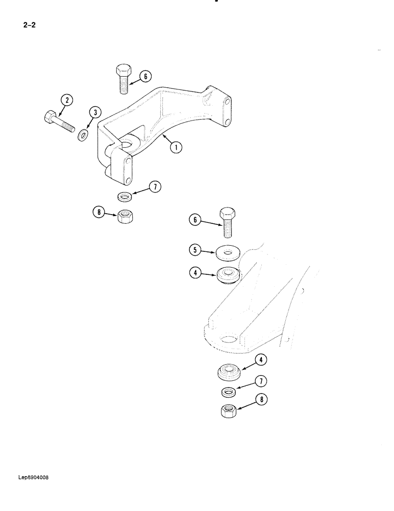 Схема запчастей Case 888 - (2-002) - ENGINE MOUNTING (02) - ENGINE