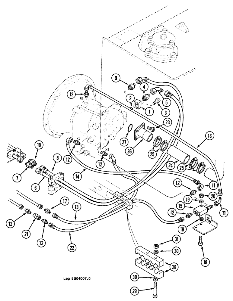 Схема запчастей Case 688C - (8B-06) - ENGINE MODULE HYDRAULIC CIRCUIT, (-10997) (07) - HYDRAULIC SYSTEM