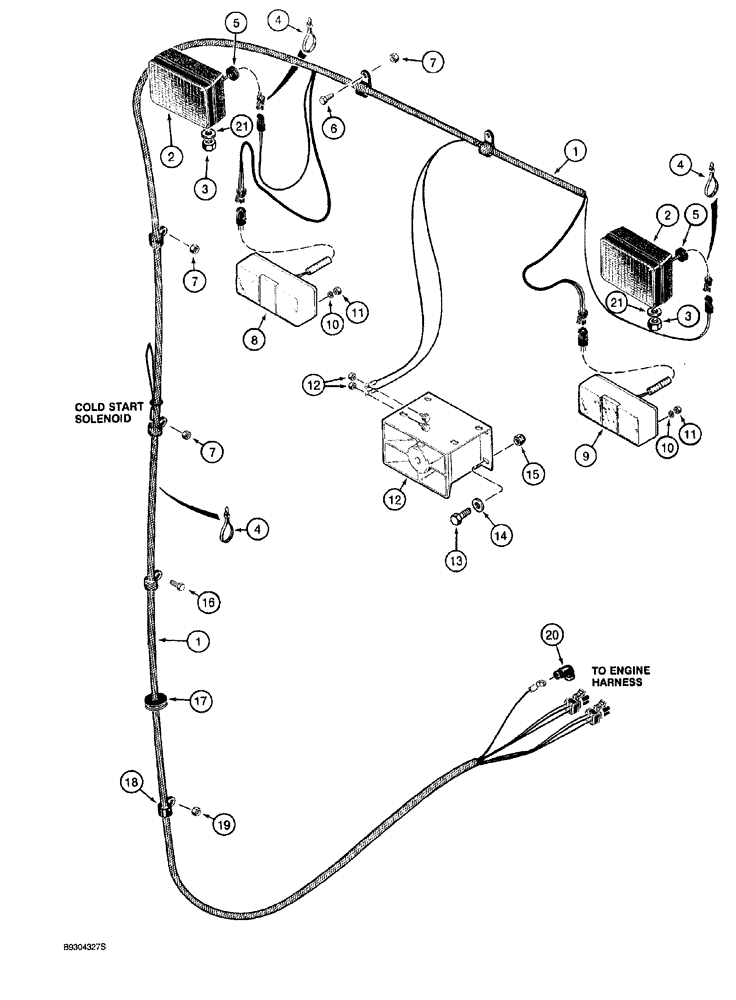 Схема запчастей Case 921 - (4-040) - REAR LAMP AND BACKUP ALARM MOUNTING (04) - ELECTRICAL SYSTEMS