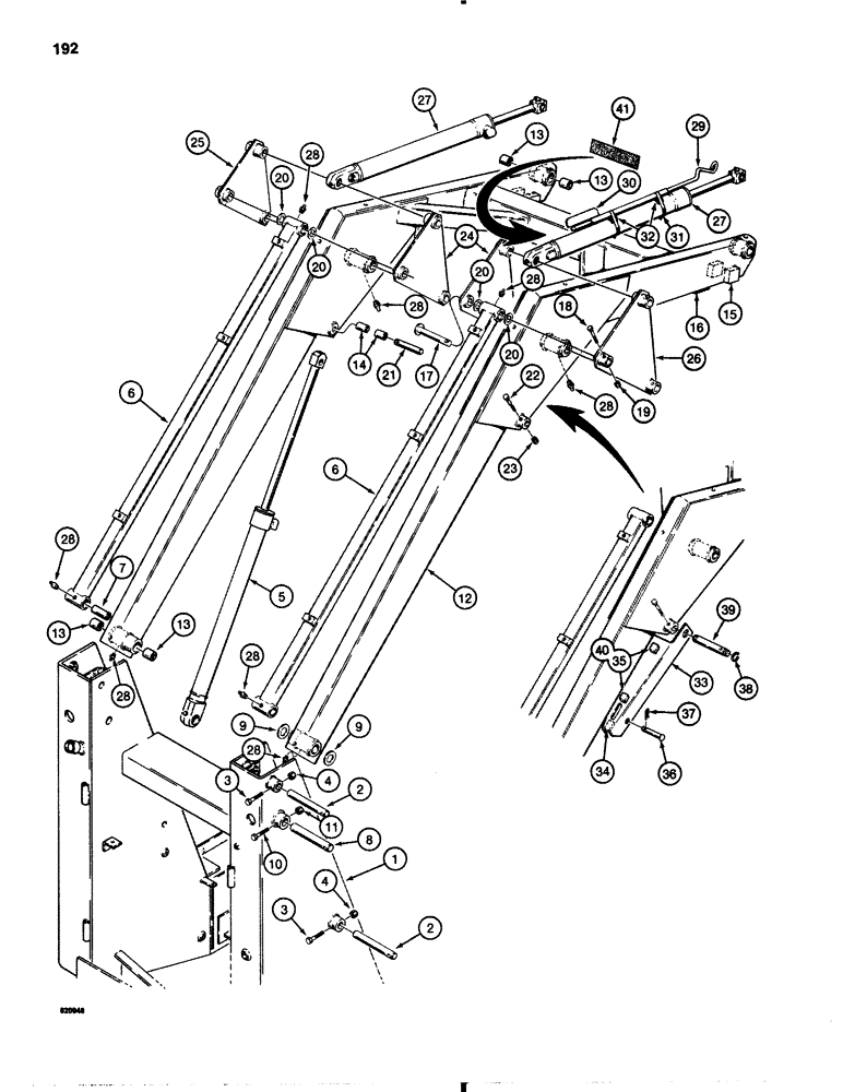 Схема запчастей Case 1845B - (192) - LOADER LIFT FRAME (09) - CHASSIS/ATTACHMENTS