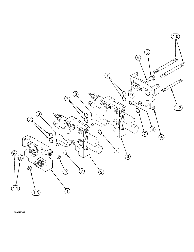 Схема запчастей Case 580L - (8-098) - AUXILIARY VALVE, TWO SPOOL (08) - HYDRAULICS
