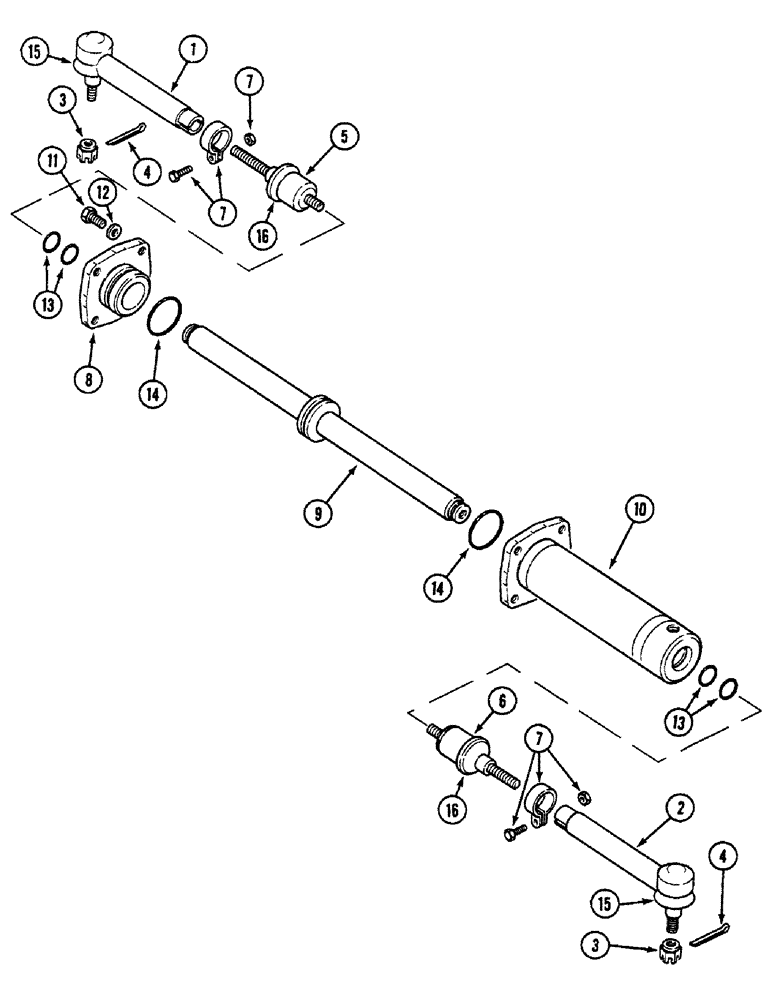 Схема запчастей Case 580SK - (6-42) - FRONT DRIVE AXLE STEERING CYLINDER (06) - POWER TRAIN