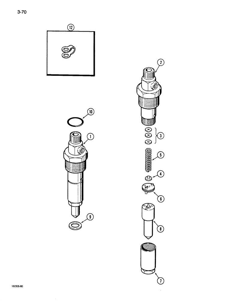 Схема запчастей Case 680K - (3-70) - FUEL INJECTION NOZZLE, 6-590 ENGINE (03) - FUEL SYSTEM