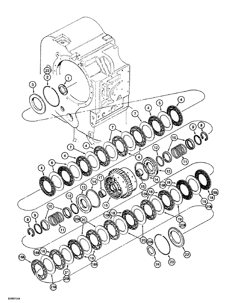 Схема запчастей Case 721B - (6-16) - TRANSMISSION ASSEMBLY, FORWARD AND LOW CLUTCH PACK, PRIOR TO P.I.N. JEE0052701 (06) - POWER TRAIN