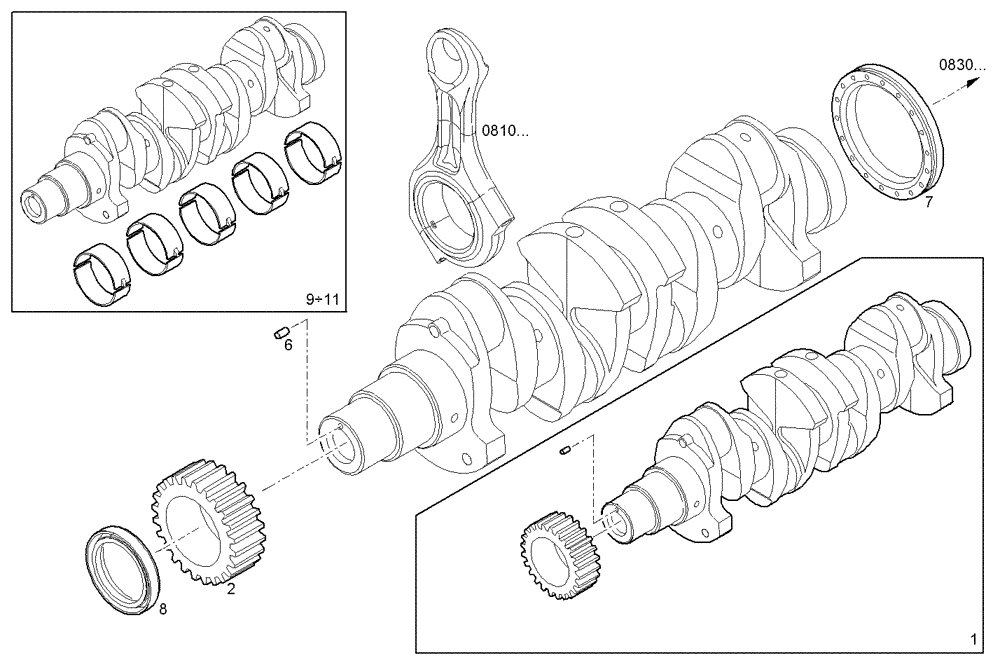 Схема запчастей Case F5CE9454G A001 - (0801.030) - CRANK SHAFT (10) - ENGINE