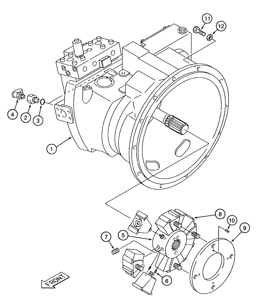 Схема запчастей Case 9050B - (8-004) - HYDRAULIC PUMP AND COUPLING (08) - HYDRAULICS