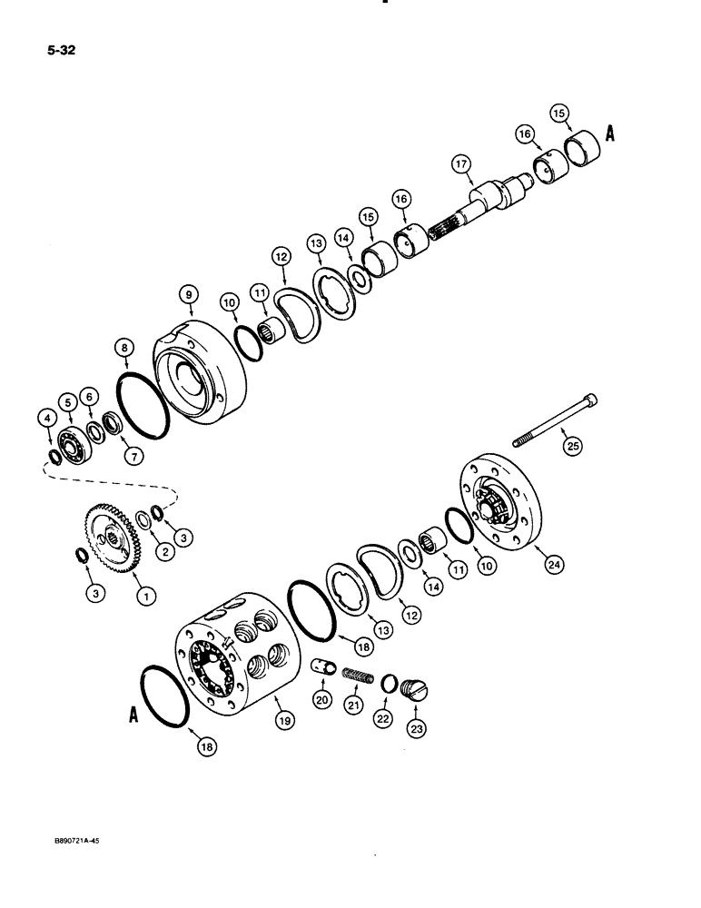 Схема запчастей Case 621 - (5-32) - AUXILIARY STEERING PUMP, P.I.N. JAK0020901 AND AFTER (05) - STEERING