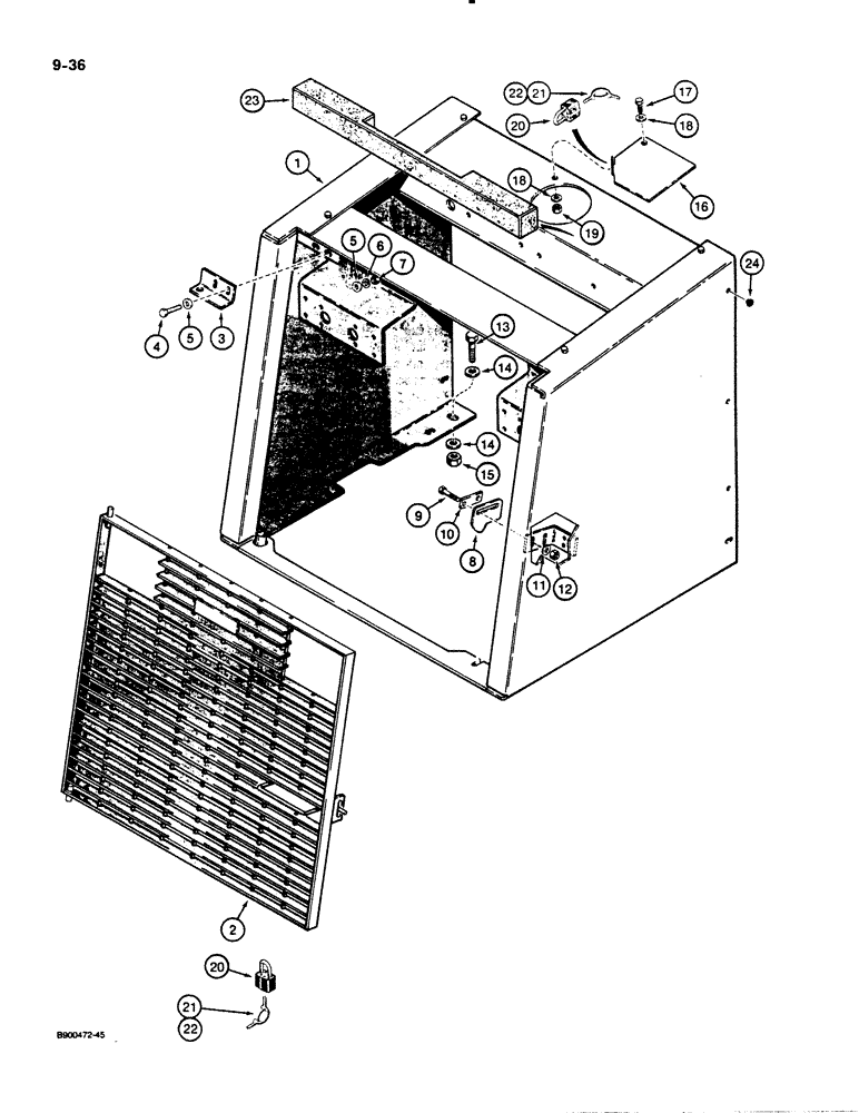 Схема запчастей Case 621 - (9-036) - RADIATOR GUARD AND GRILLE, P.I.N. JAK0021337 AND AFTER (09) - CHASSIS/ATTACHMENTS