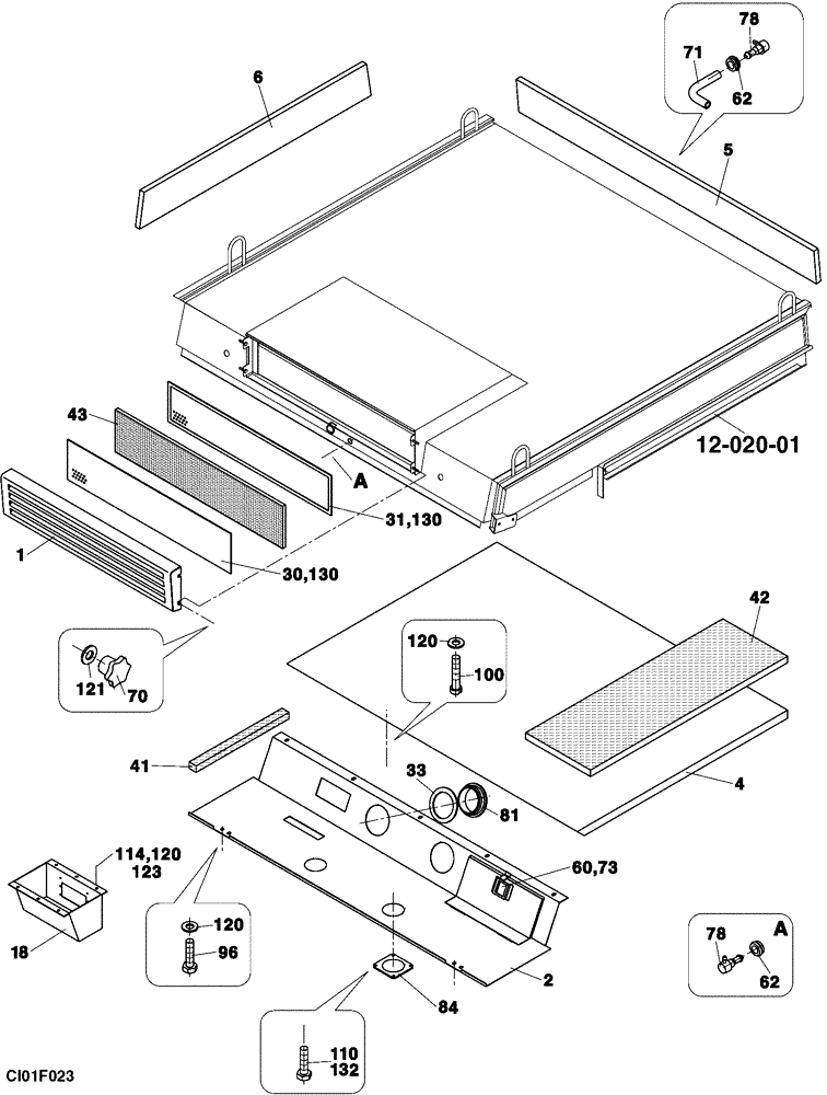 Схема запчастей Case SR20 - (12-020-03[01]) - CAB - ROOF (12) - Chassis/Attachments