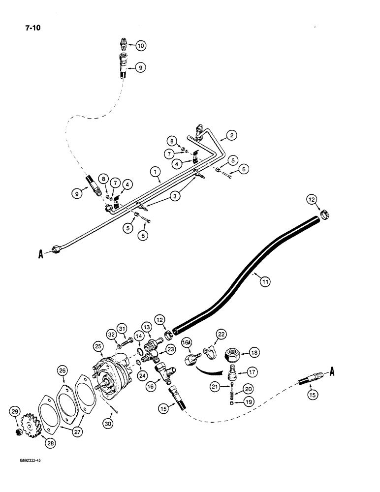 Схема запчастей Case W14C - (7-10) - BRAKE SYSTEM, SUPPLY AND RETURN LINES AT BRAKE PUMP (07) - BRAKES