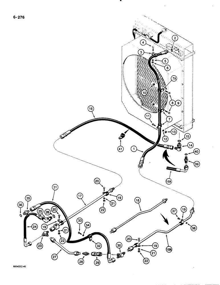 Схема запчастей Case 1450B - (6-276) - TRANSMISSION HYDRAULIC CIRCUIT, COOLING SYSTEM (06) - POWER TRAIN