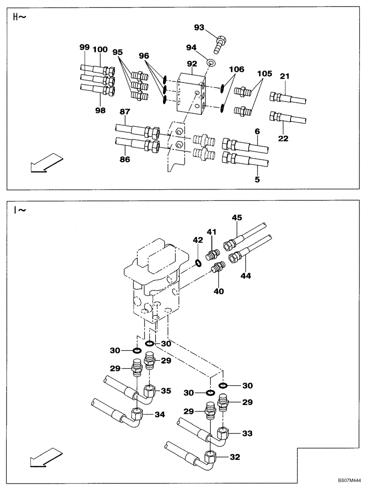 Схема запчастей Case CX135SR - (08-91[03]) - PILOT CONTROL LINES - OPTIONAL (2-WAY) - WITH DOZER BLADE (08) - HYDRAULICS