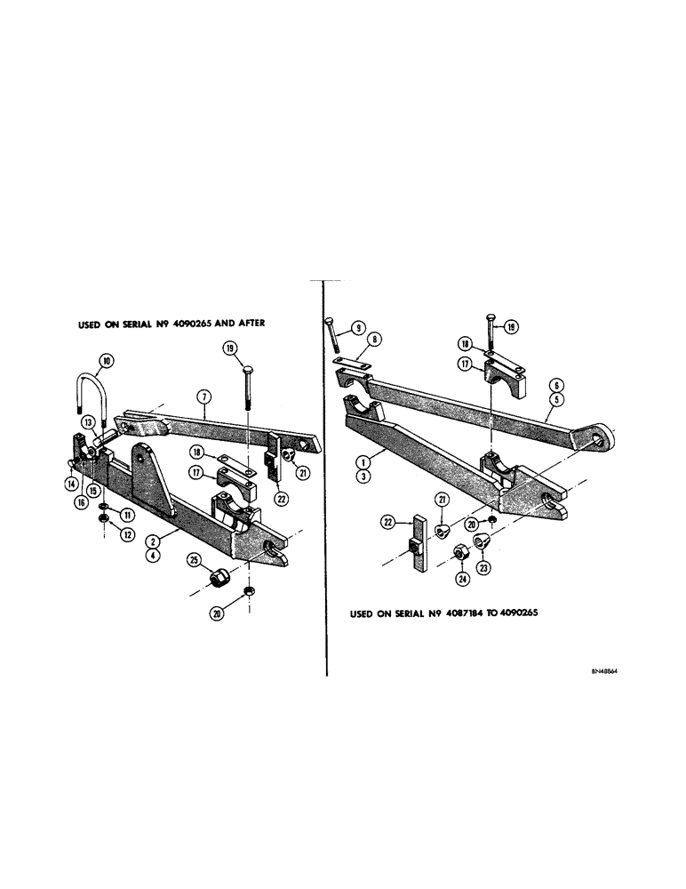 Схема запчастей Case 310F - (254[1]) - BACKHOE MOUNTING PARTS USED ON BACKHOE SN 4087184 AND AFTER (12) - Chassis/Attachments