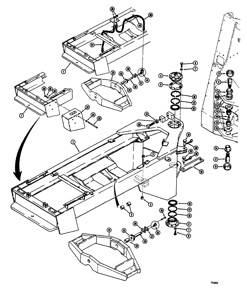 Схема запчастей Case W26B - (272) - REAR FRAME AND TRUNNION (09) - CHASSIS