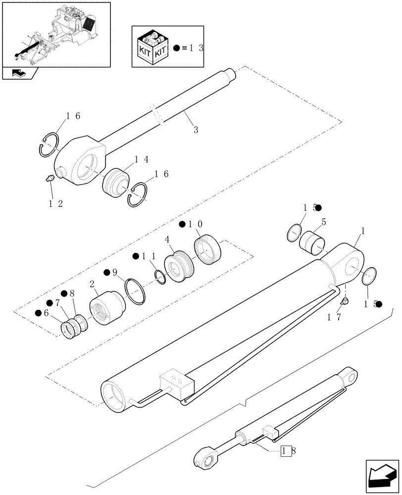 Схема запчастей Case 21E - (1.88.01[02]) - TIPPING CYLINDER (09) - LOADER/BACKHOE