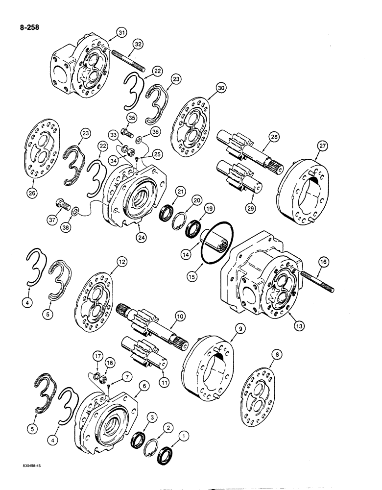 Схема запчастей Case 1187B - (8-258) - S616173 HYDRAULIC PUMP, USED WITH DETROIT DIESEL ENGINE (08) - HYDRAULICS