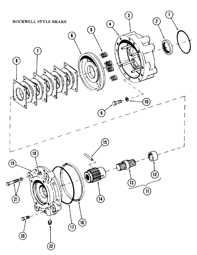 Схема запчастей Case 120 - (125) - TRACK DRIVE BRAKE, USED ON UNITS WITH SERIAL NUMBER 65521 THRU 6287228 (33) - BRAKES & CONTROLS