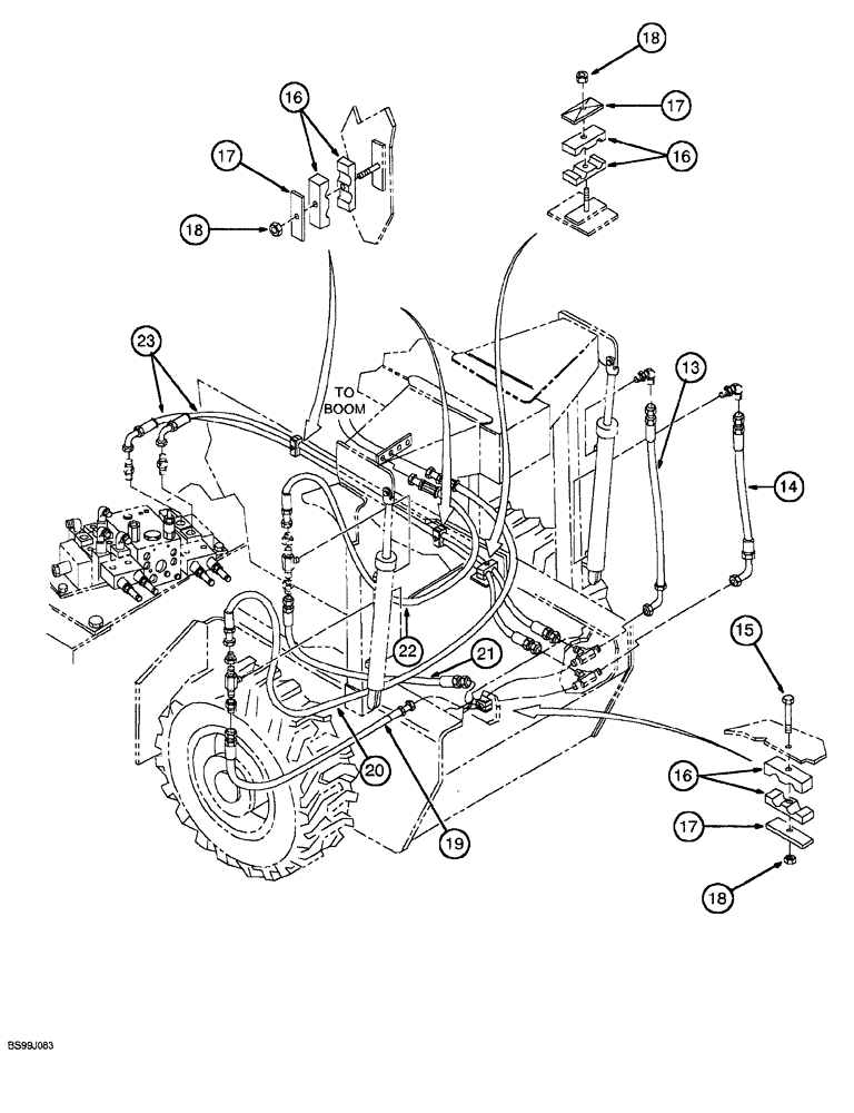 Схема запчастей Case 689G - (08-20) - BOOM COMPENSATING CYLINDER LINES (08) - HYDRAULICS