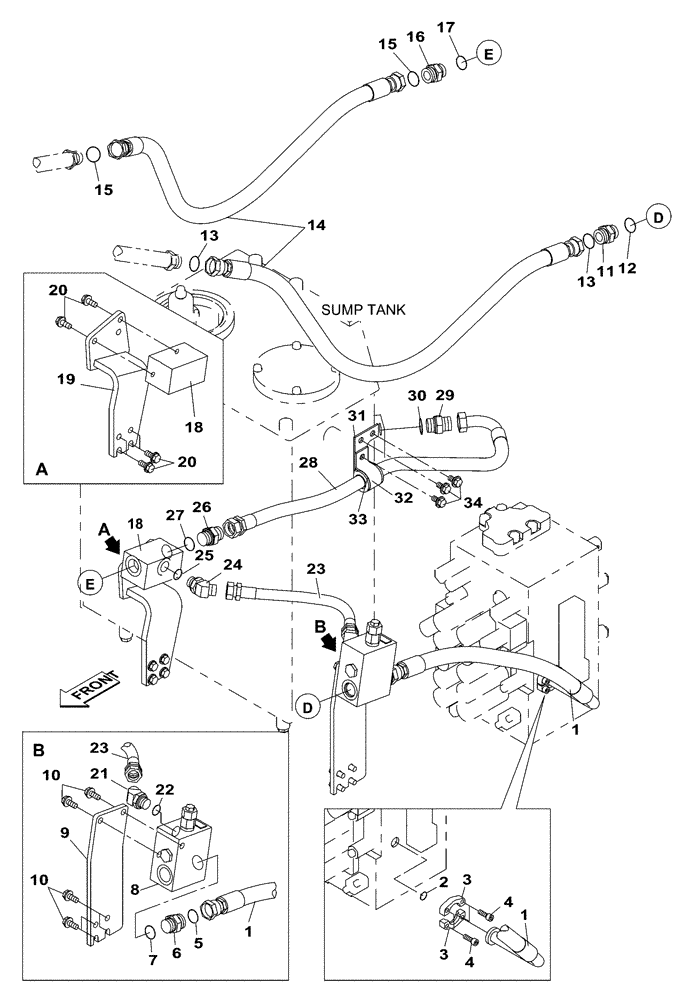 Схема запчастей Case CX250C - (08-032[00]) - HYDRAULIC CIRCUIT - SINGLE ACTING CIRCUIT - OPTIONAL (08) - HYDRAULICS