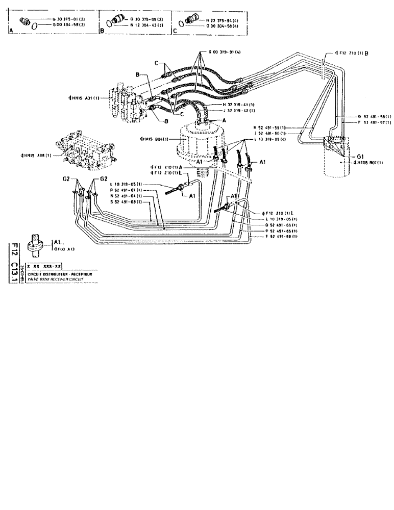 Схема запчастей Case 90BCL - (170) - VALVE BANK RECEIVER CIRCUIT (07) - HYDRAULIC SYSTEM