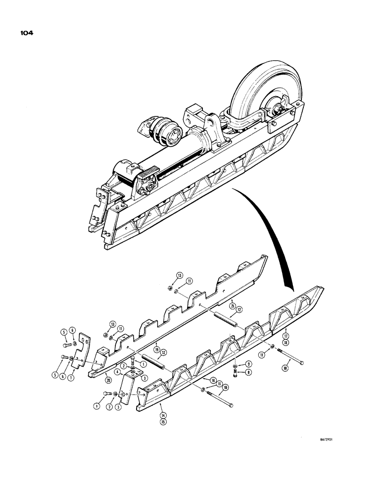 Схема запчастей Case 850 - (104) - TRACK GUIDES 5 ROLLER (04) - UNDERCARRIAGE