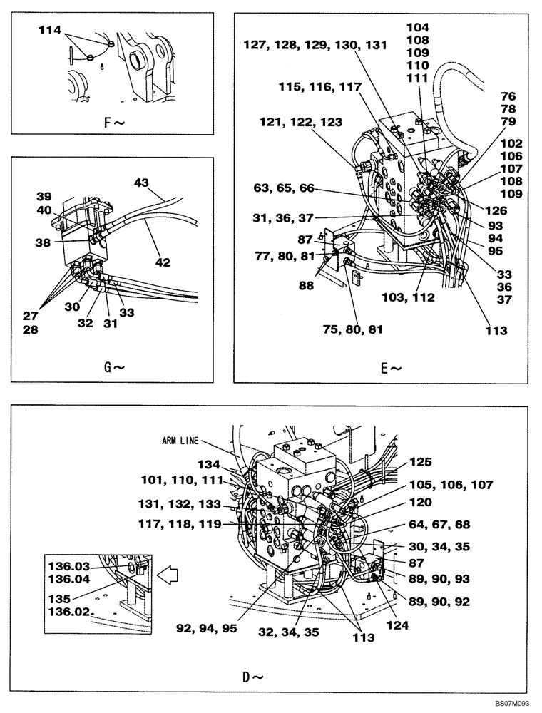 Схема запчастей Case CX135SR - (08-38) - PILOT CONTROL LINES - MODELS WITH CONTROL SELECTOR VALVE (08) - HYDRAULICS