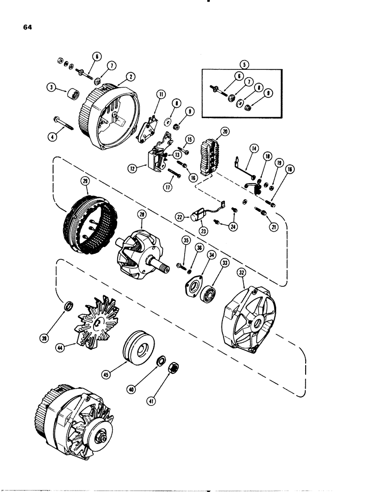Схема запчастей Case 580C - (064) - L102693 ALTERNATOR, DELCO-REMY NO. 1103125 (USES METRIC HARDWARE) (04) - ELECTRICAL SYSTEMS