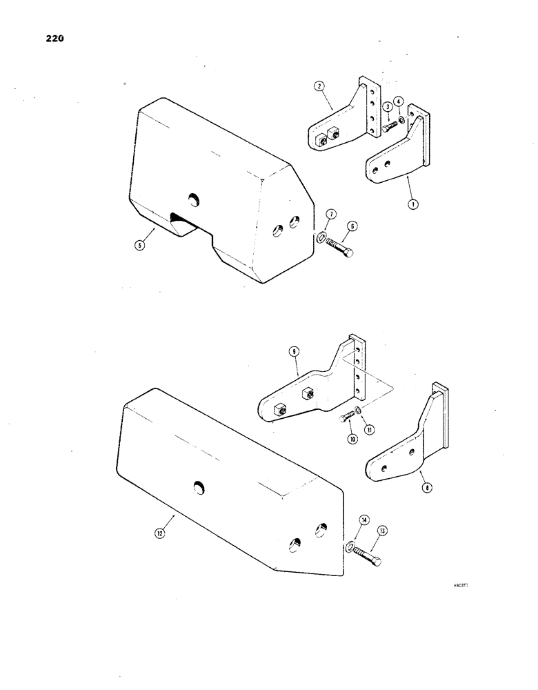 Схема запчастей Case 850 - (220) - LOADER COUNTERWEIGHTS, COUNTERWEIGHT (1800 LBS) (05) - UPPERSTRUCTURE CHASSIS