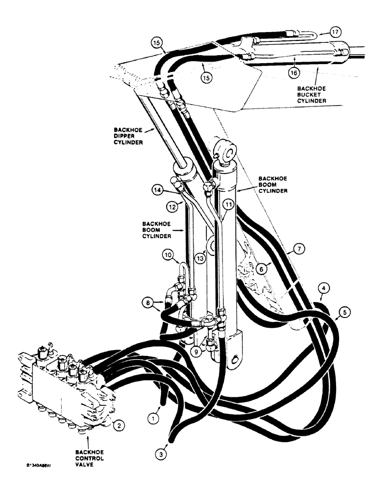 Схема запчастей Case 680L - (1-22) - PICTORIAL INDEX, BACKHOE HYDRAULICS, BOOM, DIPPER, AND BUCKET CYLINDERS (00) - PICTORIAL INDEX