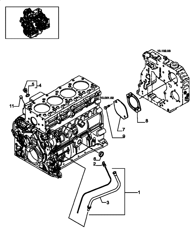 Схема запчастей Case 650L - (10.304.02) - ENGINE OIL DIPSTICK (10) - ENGINE