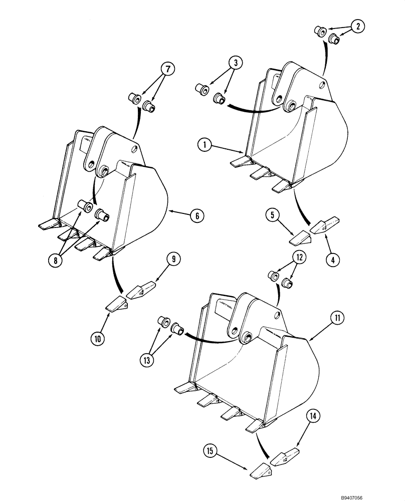 Схема запчастей Case 1845C - (09-74) - BACKHOE - BUCKETS, D100, D100XR (NORTH AMERICA) (09) - CHASSIS/ATTACHMENTS