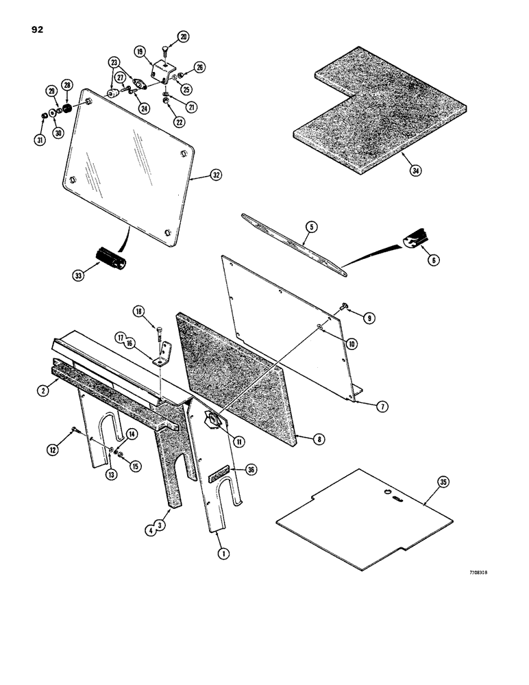 Схема запчастей Case 1816B - (92) - NOISE CONTROL PARTS, SHEET METAL, PADS, AND WINDOWS (90) - PLATFORM, CAB, BODYWORK AND DECALS
