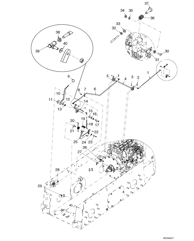 Схема запчастей Case SR175 - (10.220.01[02]) - CONTROLS - FOOT AND HAND THROTTLE (10) - ENGINE