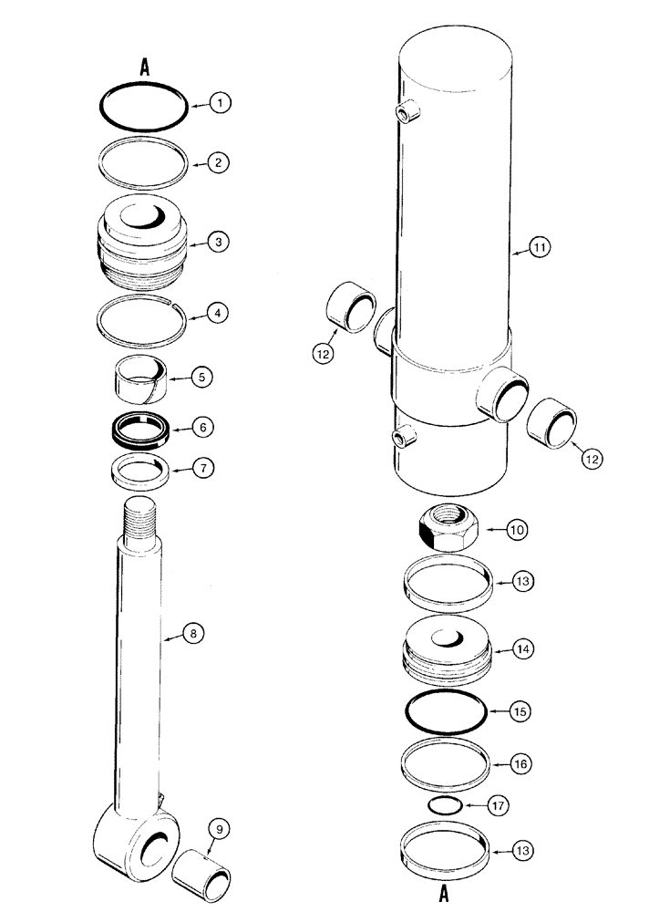Схема запчастей Case 960 - (08-46) - CYLINDER ASSY TRENCHER BOOM LIFT (08) - HYDRAULICS