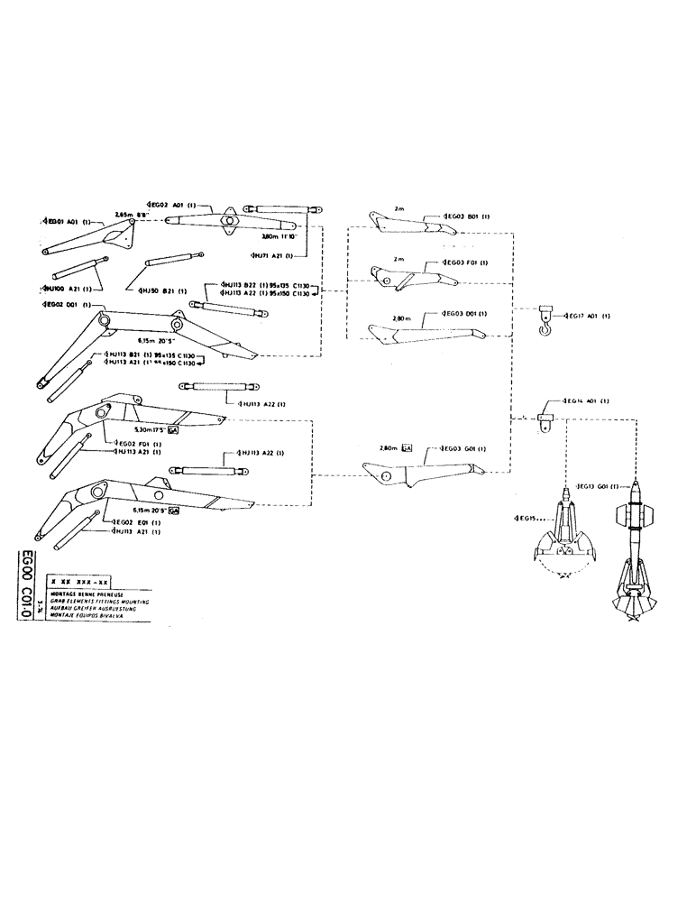 Схема запчастей Case GCK120 - (211) - GRAB ELEMENTS FITTINGS MOUNTING 