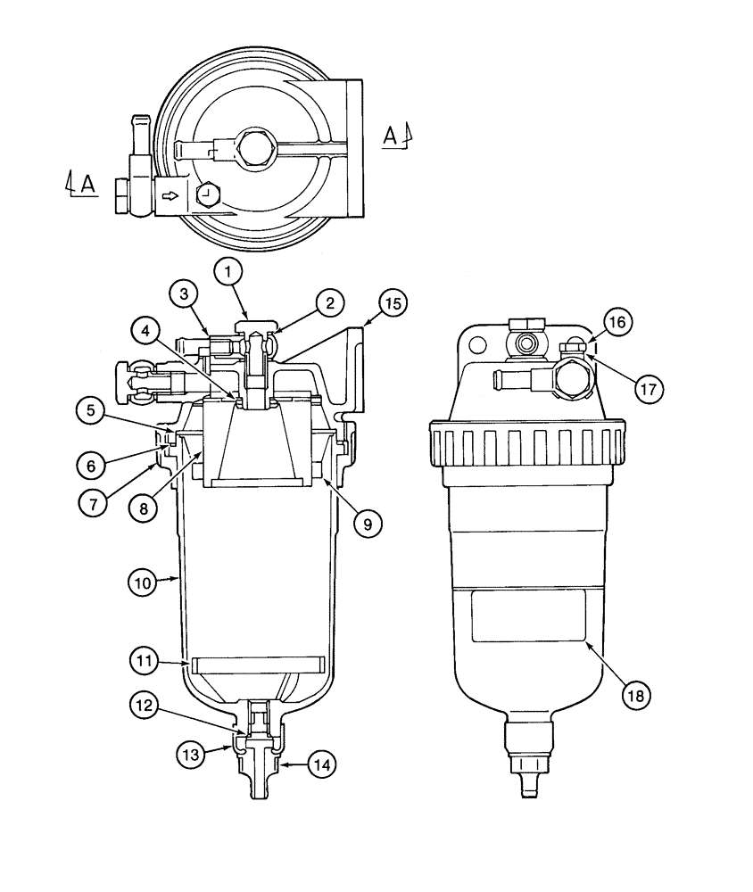 Схема запчастей Case 9060 - (3-18) - 158651A1 WATER SEPARATOR (03) - FUEL SYSTEM