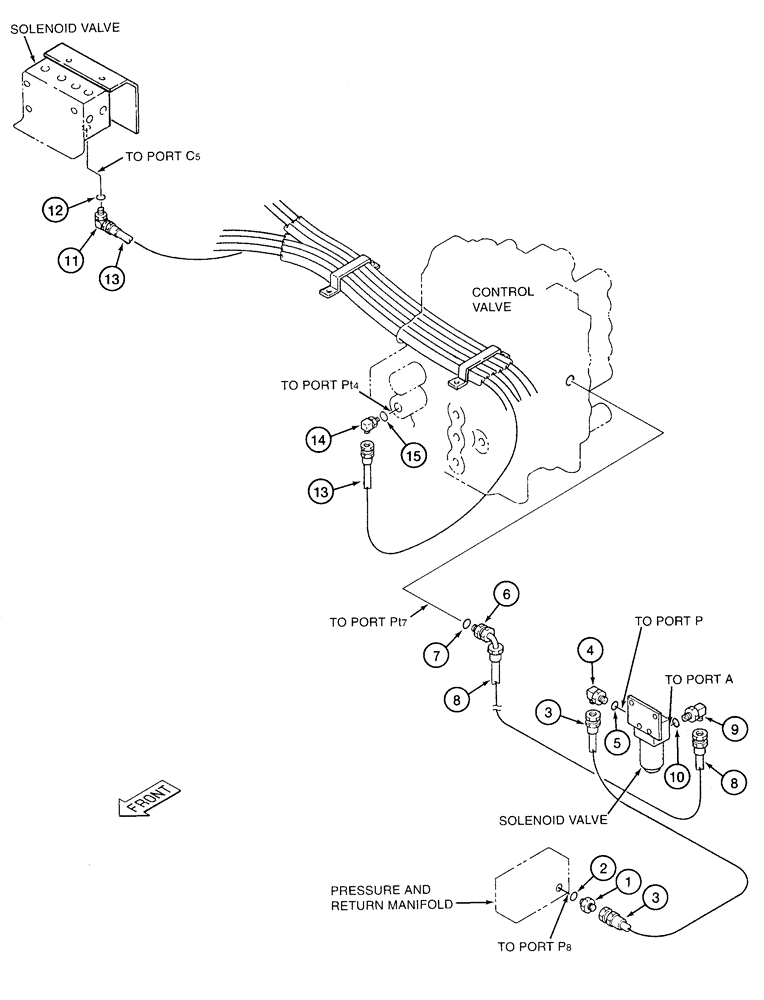 Схема запчастей Case 9050B - (8-048) - BOOM CONTROL LINES, CONTINUED, MISCELLANEOUS BOOM PILOT LINES (08) - HYDRAULICS