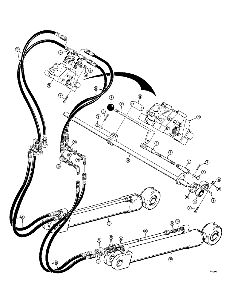 Схема запчастей Case 400C - (240) - CONTROL LEVER AND LIFT HYDRAULICS (08) - HYDRAULICS