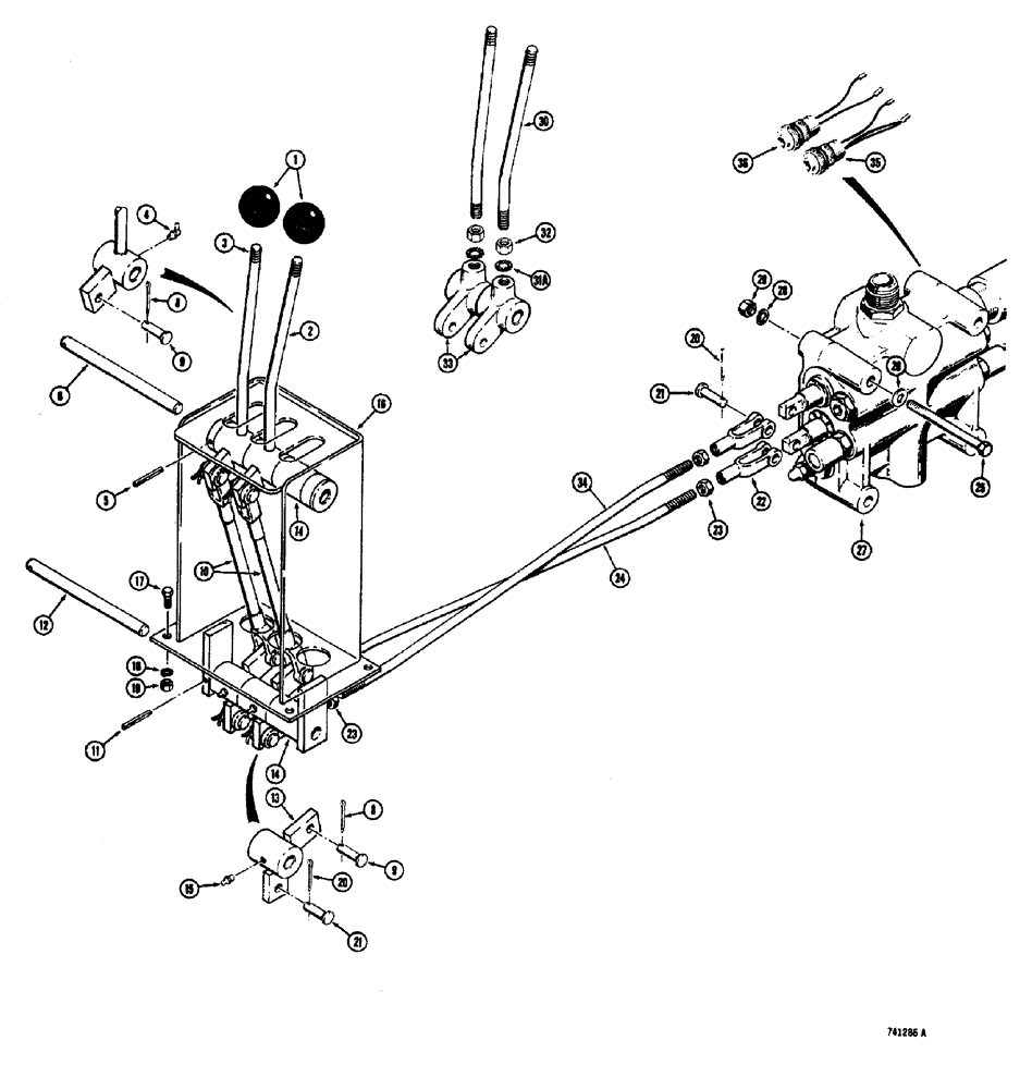 Схема запчастей Case W20 - (306) - LOADER CONTROL VALVE & LEVERS (2 SPOOL) CASE P/N IS STAMPED ON VALVE IDENTIFICATION PLATE (08) - HYDRAULICS