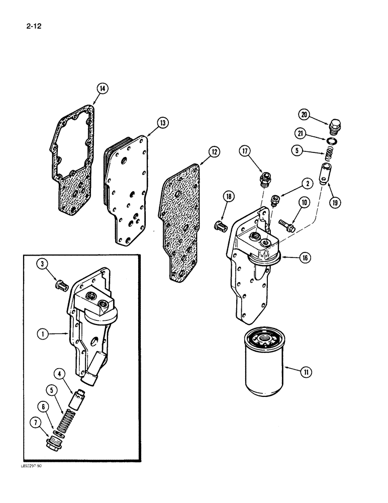 Схема запчастей Case W11B - (2-012) - OIL FILTER AND COOLER, 4-390 ENGINE, 4T-390 ENGINE (02) - ENGINE