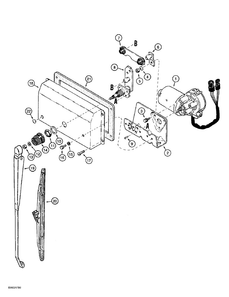 Схема запчастей Case 721B - (4-58) - CAB REAR WIPER (04) - ELECTRICAL SYSTEMS