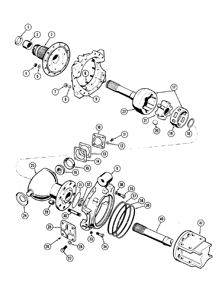 Схема запчастей Case W9A - (152) - REAR AXLE HOUSING AND STEERING KNUCKLE (06) - POWER TRAIN