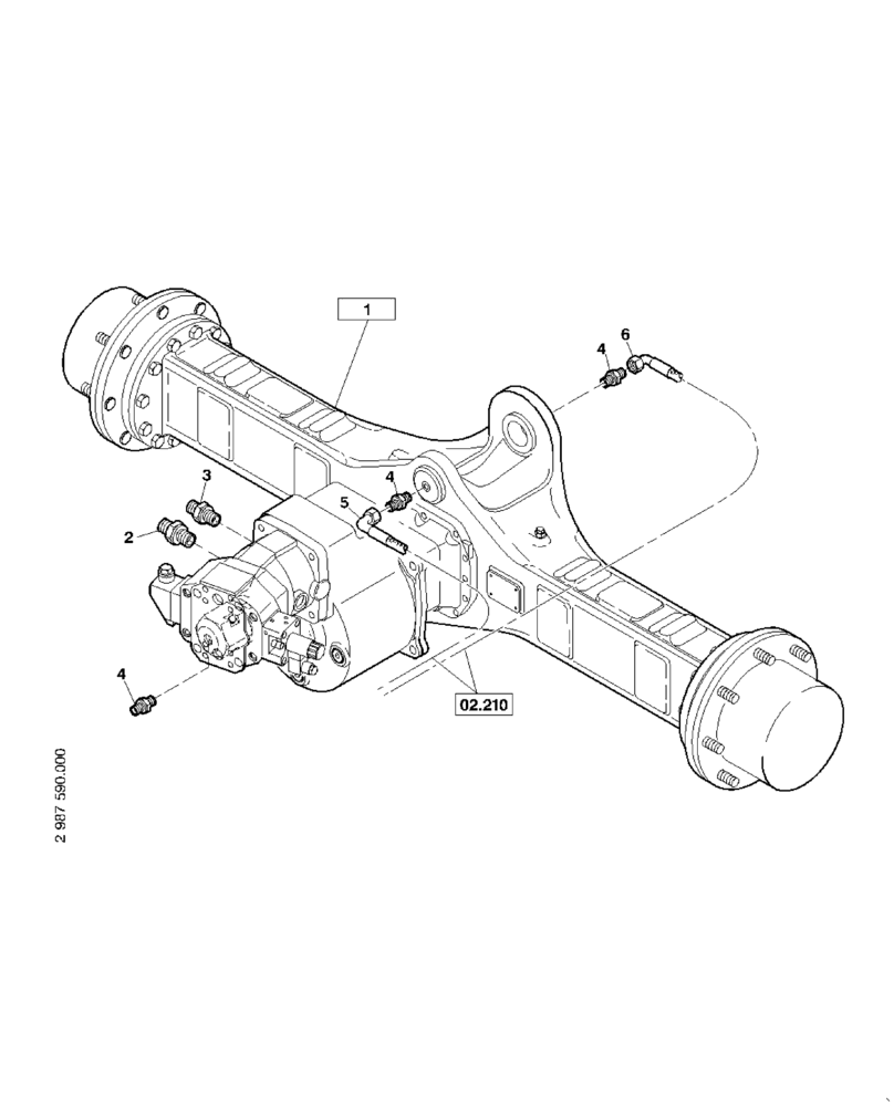 Схема запчастей Case 121E - (02.211[2988849000]) - REAR AXLE FAST GEAR SELF-LOCKING 35 KM/H (27) - REAR AXLE SYSTEM