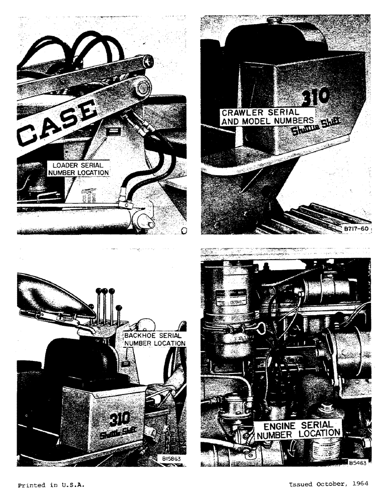 Схема запчастей Case 310F - (005) - MODEL 310F UTILITY CRAWLER TRACTOR SERIAL NUMBER LOCATIONS (00) - GENERAL